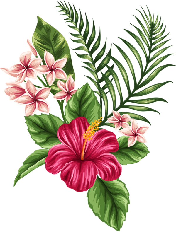 Beautiful exotic flowers with a lily in the center